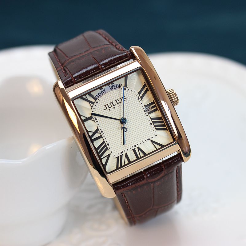 聚利时方盘复古女士手表