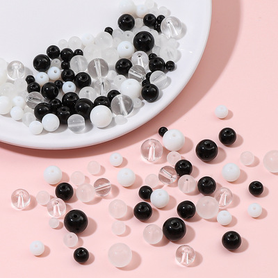 仿玉石玻璃水晶串珠手工纯色diy材料手链透明饰品琉璃散珠子