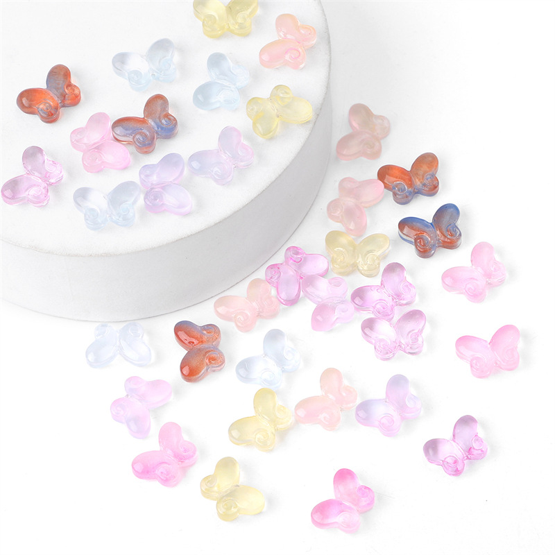 20颗10x14mm胖蝴蝶仿琉璃直孔珠diy手工古风发簪手链流苏制作材料