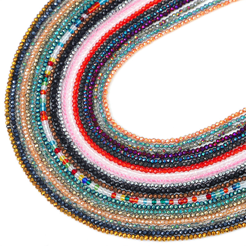 玻璃镀彩切面扁珠 diy手工串珠材料自制手链手机链饰品配件散珠子