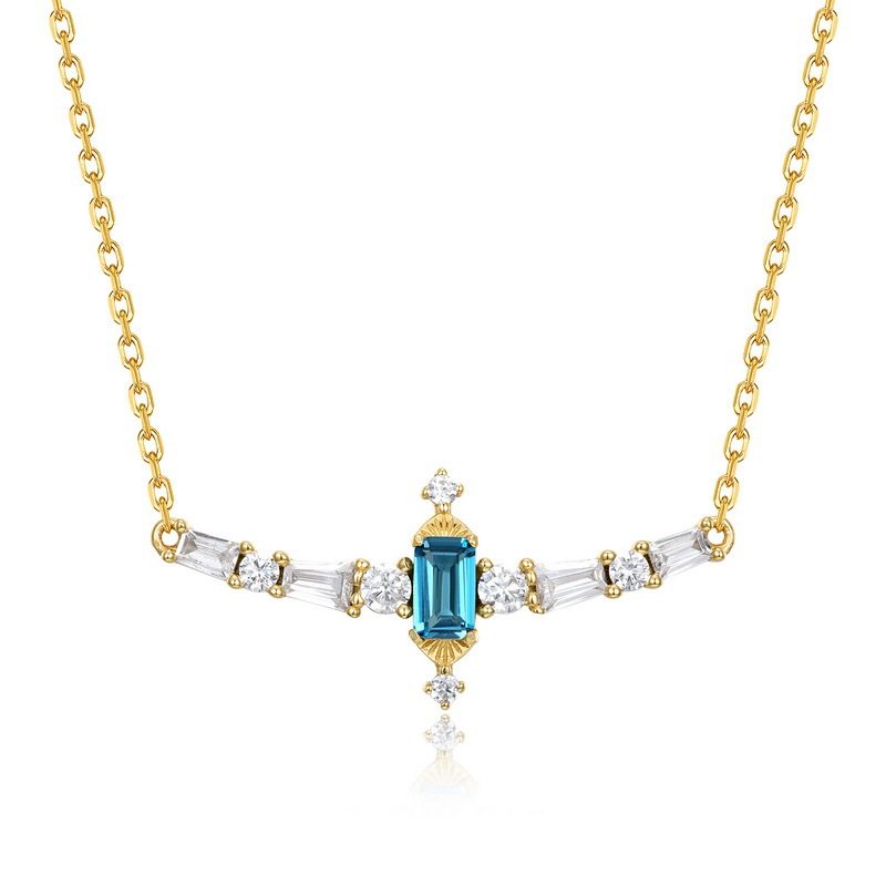 日系复古天然伦敦蓝托帕石项链百搭蓝色海洋清新小众S925纯银项链,饰品/流行首饰/时尚饰品新,项链,淘宝优惠券,粉丝福利购,淘宝优惠卷