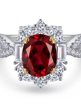 复古红宝石奢华精工戒指