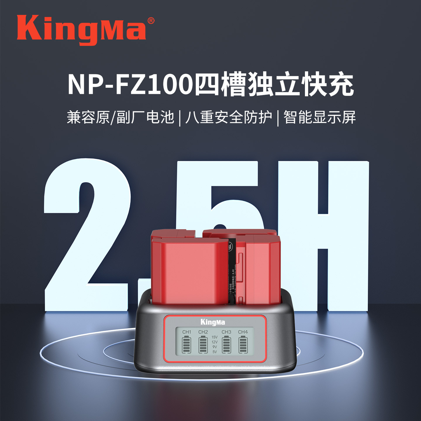 劲码NP-FZ100相机电池四口充电器