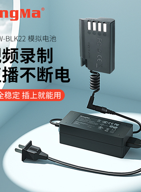 劲码BLK22假电池外接电源适配器适用松下S5/S5K/S52X/gh5m2/s5mark2 GH6 GH5S GH4 GH3 G9相机视频直播blf19e