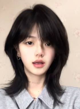 鲻鱼头假发男女通用中长发全头套