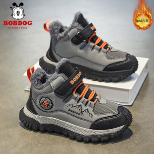 巴布豆儿童雪地靴2025冬季新款加绒加厚保暖中大童抗寒男童运动鞋