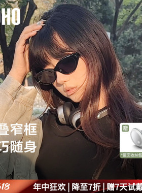LOHO折叠猫眼墨镜2026窄框太阳镜防紫外线偏光开车专用gm眼镜女款