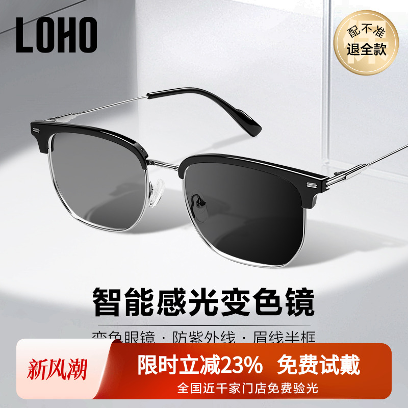 感光变色防蓝光近视眼镜