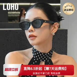 方圆脸防紫外线旅游开车太阳眼镜黑色 LOHO猫眼墨镜女高级感25新款