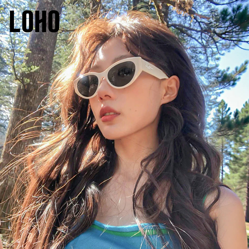 LOHO墨镜女款2025新款白框猫眼墨镜防晒适合方圆脸近视防晒太眼镜