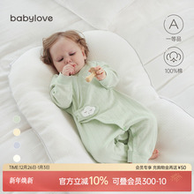 babylove婴儿连体衣春秋季纯棉宝宝和尚服新生儿衣服简约初生哈衣