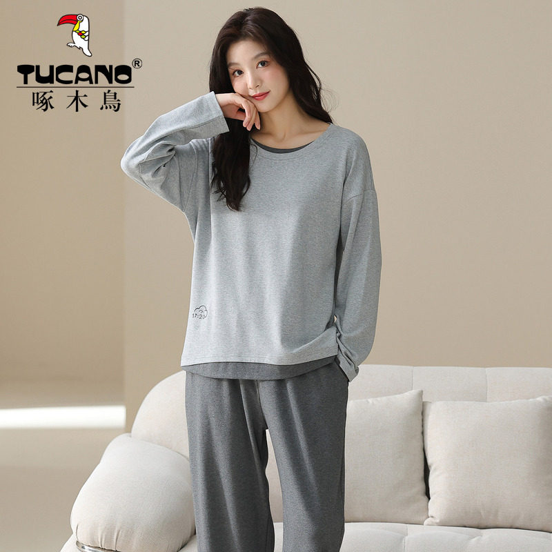 啄木鸟2025年新款睡衣女春秋季纯棉长袖长裤套装甜美冬夏天家居服