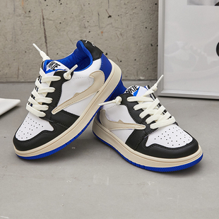 女童鞋春秋新款潮牌aj鞋百搭倒钩闪电儿童小白鞋男童板鞋中大童潮