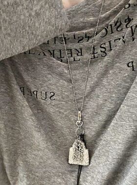 超闪镶钻水晶包包皮绳丝带项链女甜酷长款金属球串珠流苏毛衣链潮