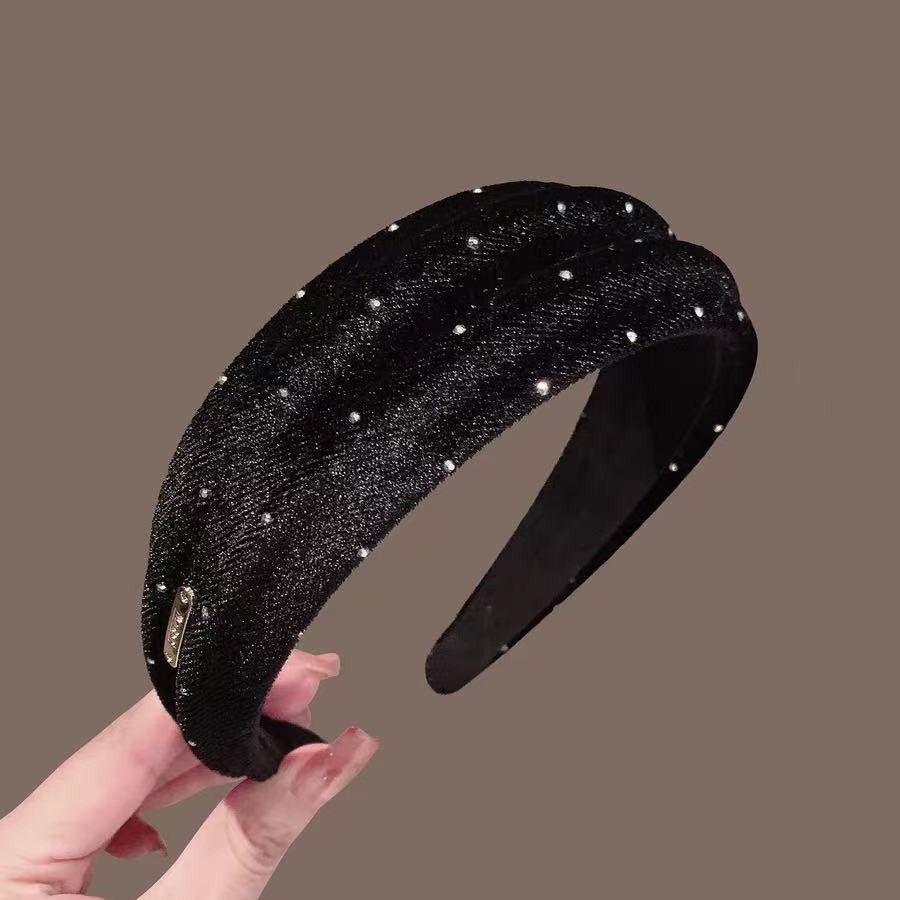 法式复古丝绒发箍女感金标字母头箍2025新款高颅顶发卡子头饰