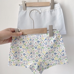 库查查儿童内裤女孩女童平角裤三角纯棉莫卡棉女宝宝小短裤