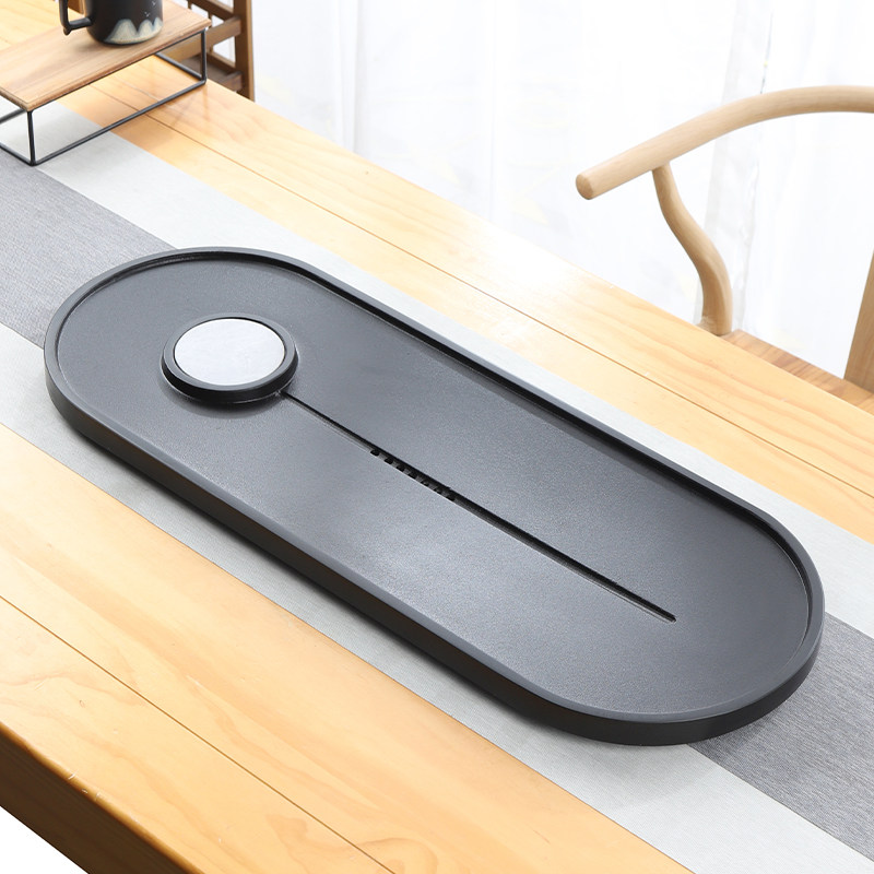 天然乌金石茶盘单盘石材一体整块石板家用岩板客厅茶台石头茶托盘