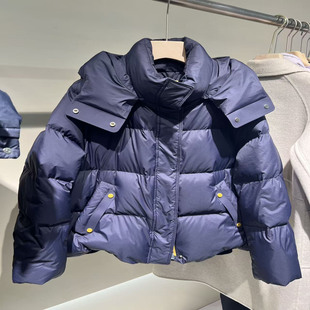 连帽白鸭绒羽绒服外套2025冬新款 气质短款 女 时尚 043R009商场同款