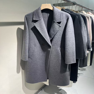 新款 高级感灰色双面羊绒大衣2025冬季 女羊毛外套 韩系时尚 商场同款