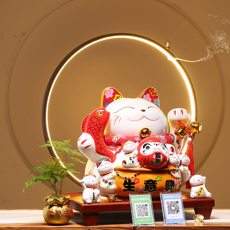大号存钱罐招财猫店铺开业送礼品收银台二维码语音播报发财猫摆件
