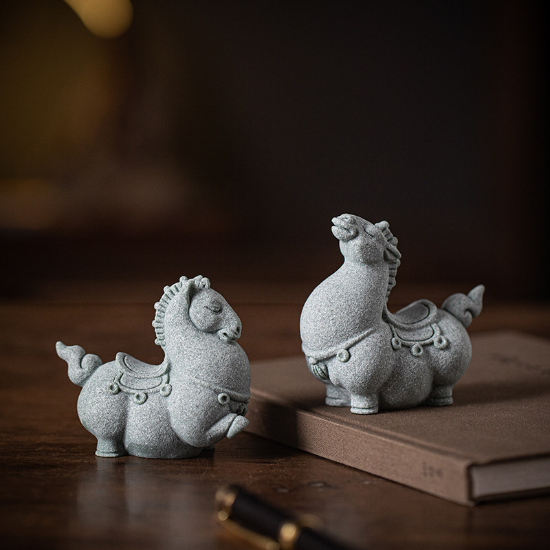 中式唐马招财生肖马一对茶宠摆件创意马到成功礼品办公室桌面装饰,家居饰品,装饰摆件,淘宝优惠券,粉丝福利购,淘宝优惠卷