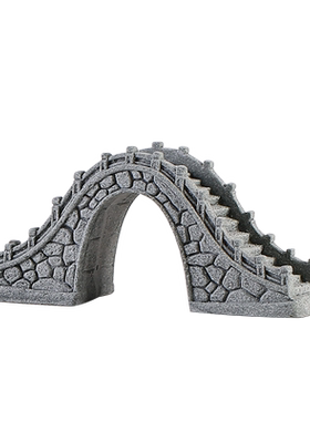 青砂石桌面装饰复古鱼缸拱桥吊桥