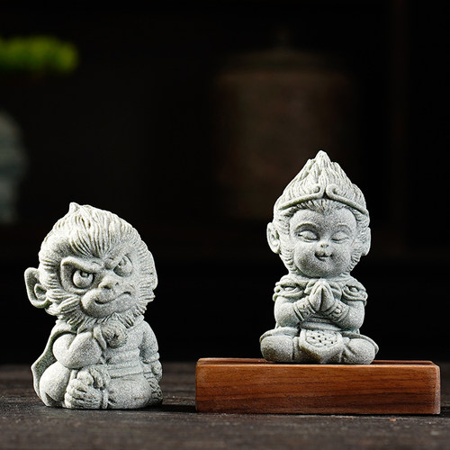 青砂石装饰可爱茶桌孙悟空小猴子