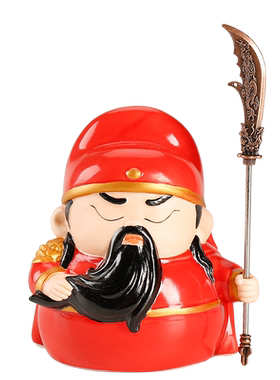 新中式茶桌茶台茶宠陶瓷关公关二爷车载摆件关羽工艺品桌面装饰品