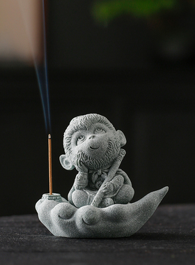 创意孙悟空可爱小猴子线香插茶宠摆件齐天大圣香薰炉桌面造景装饰