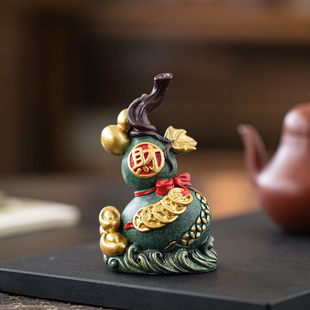 创意招财纳福三宝葫芦桌面摆件日进斗金办公室乔迁开业家居装 饰品
