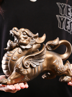 创意招财貔貅陶瓷动物茶宠工艺品桌面摆件办公室店铺开业礼品