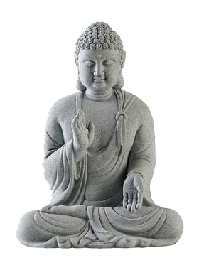 青砂石造景中式桌面无畏如来摆件