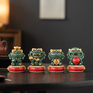 中式 饰办公室家居风水摆件工艺品礼品 貔貅皆如所愿桌面摆件茶宠装