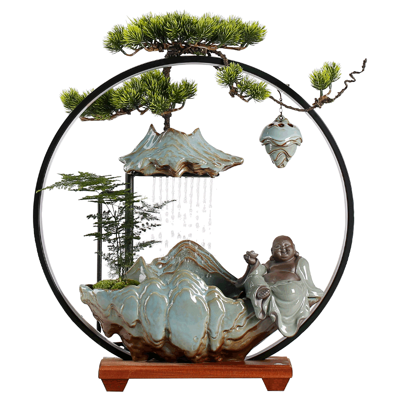 新中式陶瓷假山倒流香炉桌面装饰