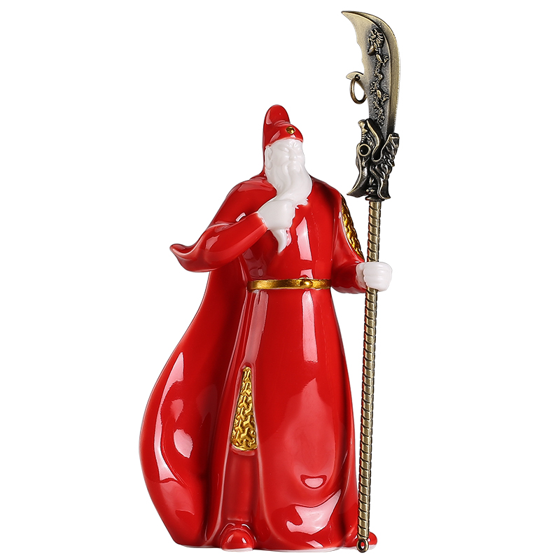 创意中式武财神关公陶瓷摆件招财武圣家居办公室桌面开业乔迁礼品