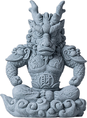 青砂石招财中式客厅龙将摆件装饰