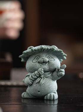 国潮风神龙大侠熊猫茶宠茶玩摆件创意动物治愈系办公室桌面装饰品
