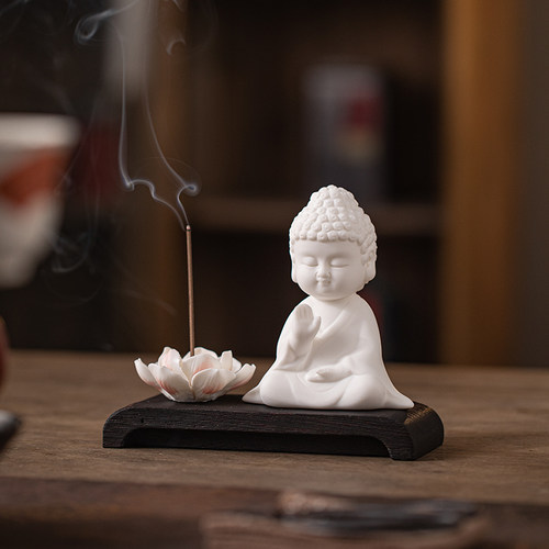 陶瓷线香插中式茶桌小如来装饰品