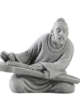 青砂石鱼缸造景新中式茶桌弹琴