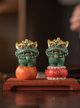 国潮醒狮心想事成招财摆件文创事事如意舞狮小众生日礼物桌面装饰