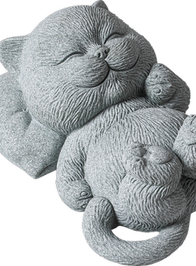 青砂石禅意可爱桌面小猫咪装饰品