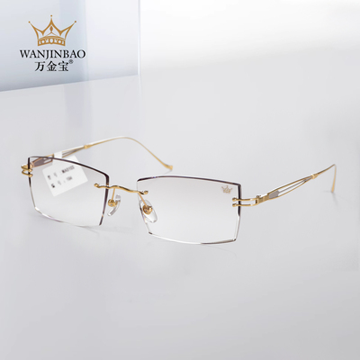 万金宝男士无框钻石切边眼镜染色镜片低调奢华温润儒雅商务MA5103