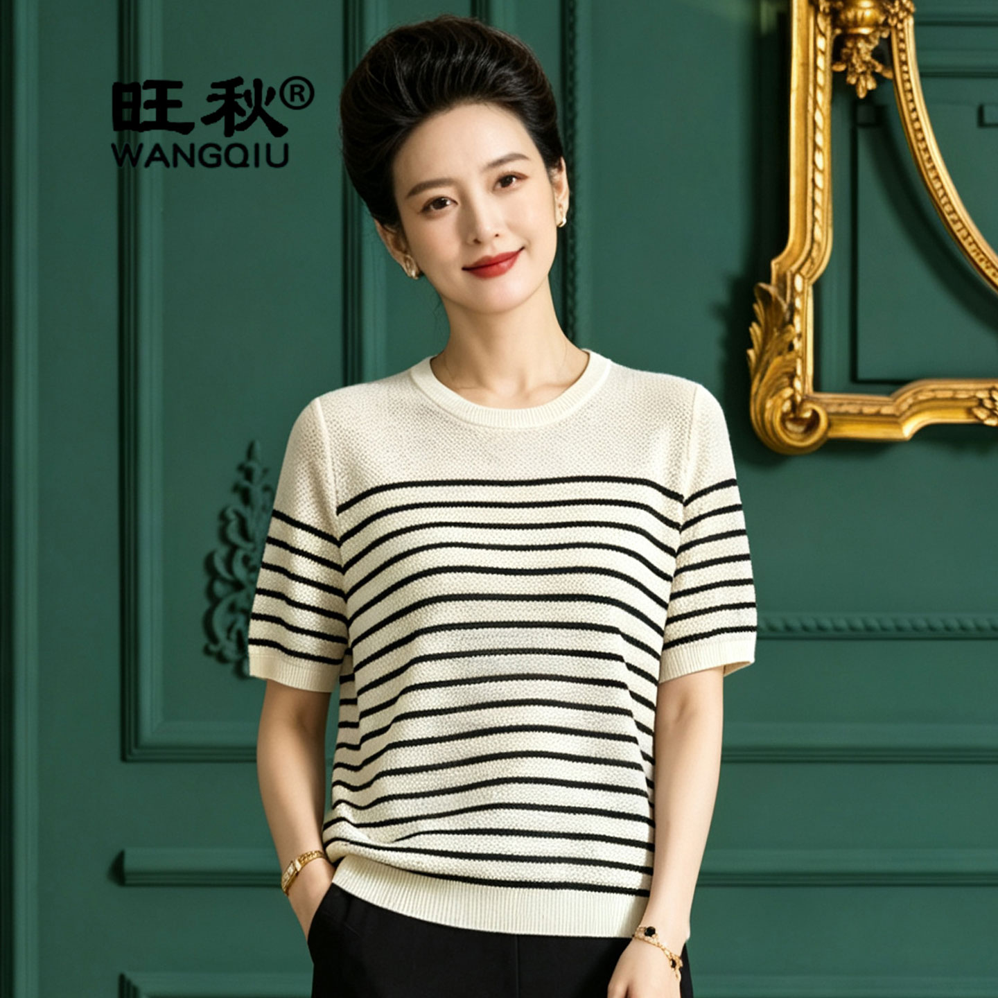 短袖镂空薄款桑蚕丝针织女T恤