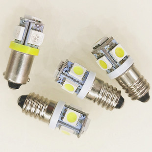 E10螺口灯泡B9卡口LED指示灯小电珠灯泡5灯珠12V24V白光绿光 红光
