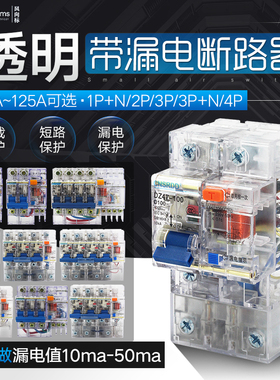 人民透明漏电保护器小型漏保dz47le 1P/2P/3P/4P工地箱漏电断路器