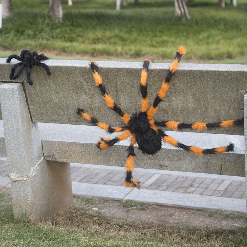 万圣节仿真毛绒花蜘蛛鬼屋酒吧布置道具鬼节装饰1.5米5米蜘蛛网棉