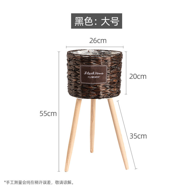 藤编花架包塑手工绿萝花盆架家用木质高脚吊兰专用花架室内花篮i.