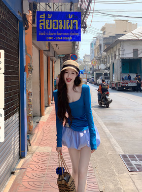 吃绿色菜【薄荷巧心糖】假日感拼接花苞裙裤夏休闲显瘦蓬蓬半身裙