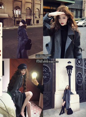 吃绿色菜【屿格|20元券】羊毛格纹粗花呢英伦御姐风毛呢冬大衣