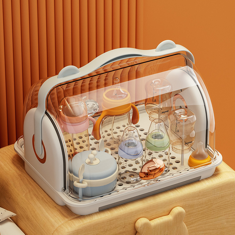 宝宝奶瓶收纳盒餐具清洗工具沥水架置物架防尘储存收纳箱婴儿专用